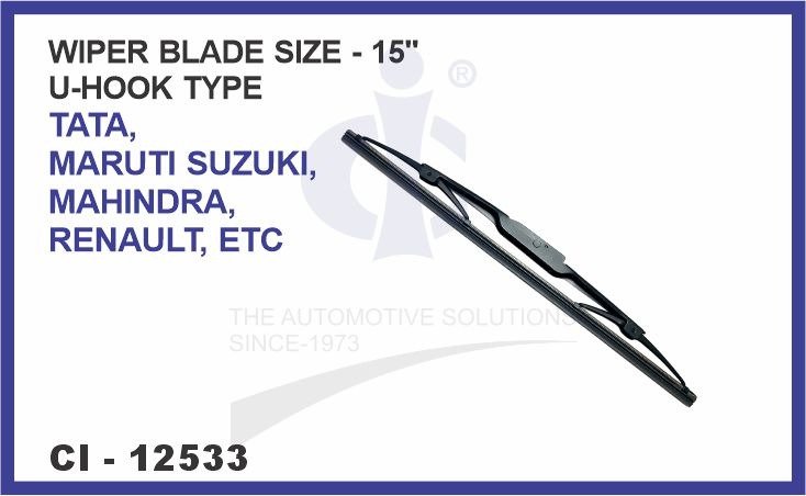 WIPER BLADE 15" U HOOK TYPE TATA, MARUTI SUZUKI, MAHINDRA, RENAULT, ETC